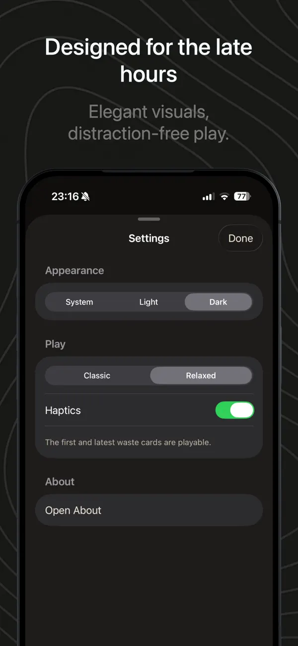 Still13 App Store screenshot showing additional game settings.